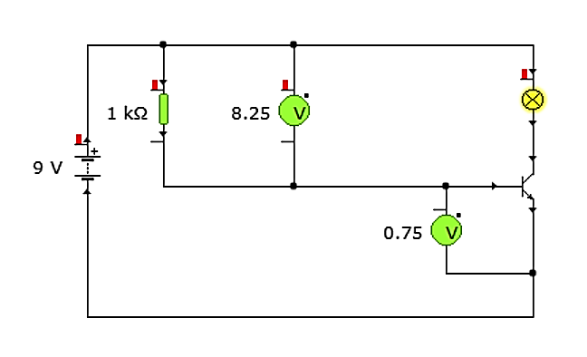 Yenka transistor switching circuit