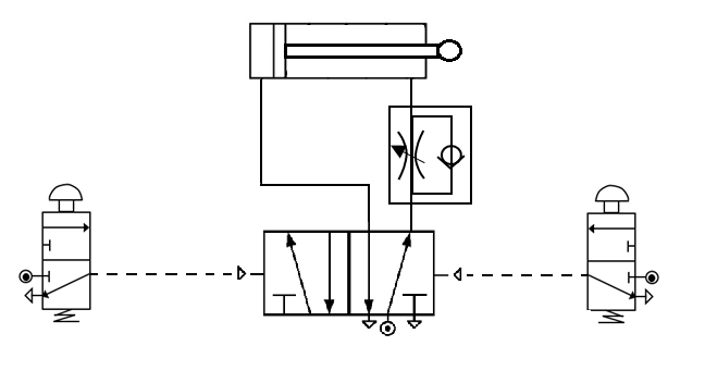 Double-acting cylinder with a unidirectional restrictor